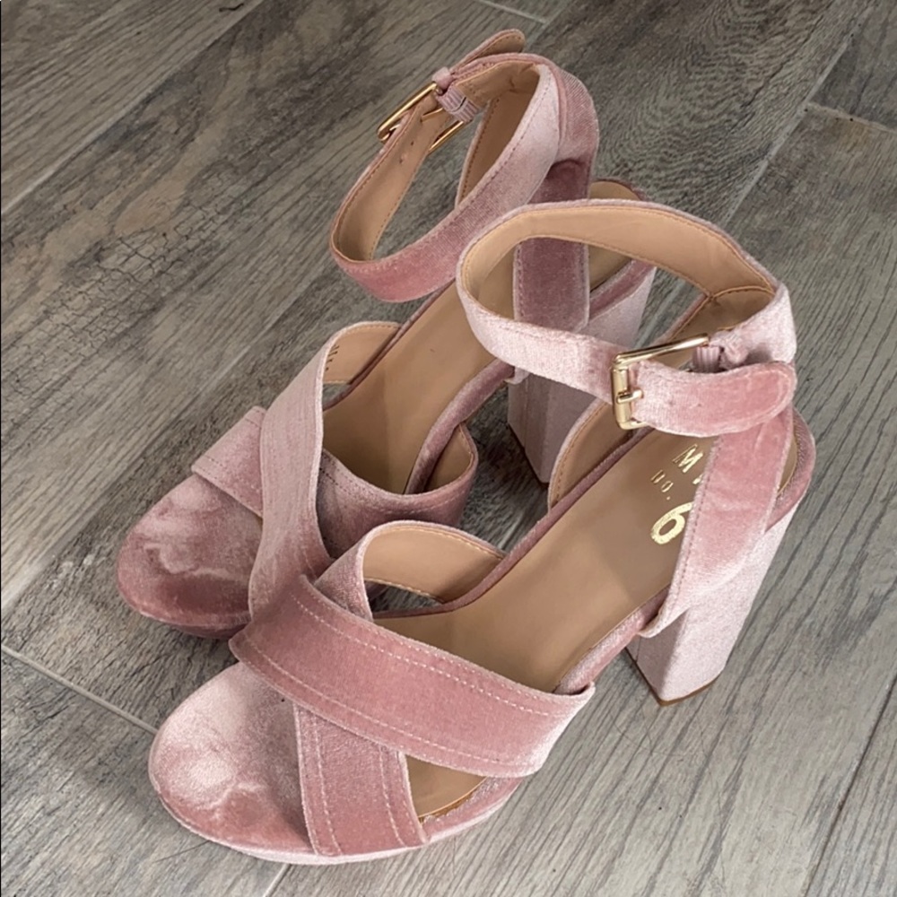 Pink Velvet Chunky heel